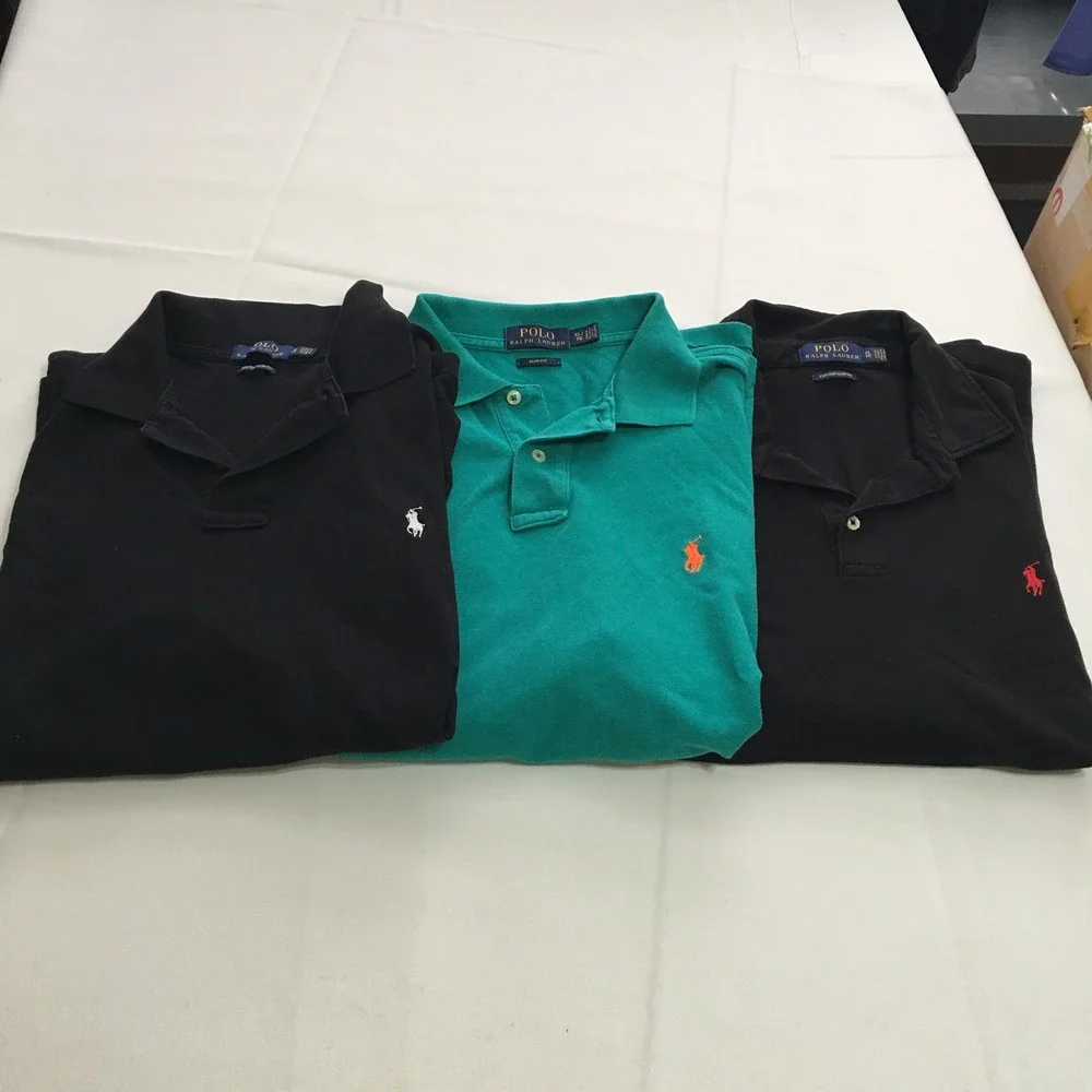 Lot of 3 Polo Ralph Lauren Polo Shirt Mens XL Black Green Custom Slim Fit Preppy